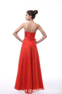 A-line Red Embroidery Organza Prom Dress with Cool Neckline