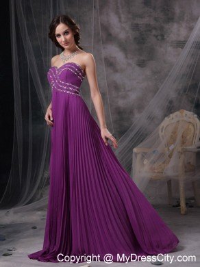 Exquisite Purple Chiffon Beading and Pleats Empire Prom Dress