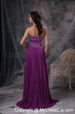 Exquisite Purple Chiffon Beading and Pleats Empire Prom Dress