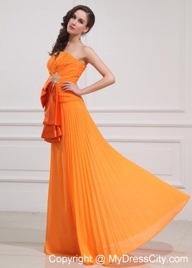 Pleating Orange Beaded Sweetheart Cool Back Prom Dresses