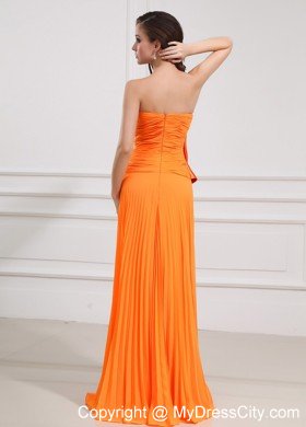 Pleating Orange Beaded Sweetheart Cool Back Prom Dresses