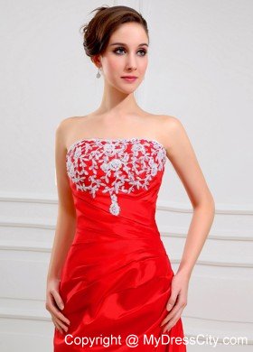 Lace Red Strapless Layered Taffeta Prom Dress with Cool Back