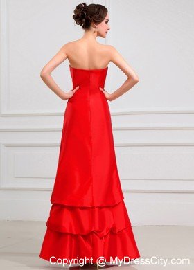 Lace Red Strapless Layered Taffeta Prom Dress with Cool Back