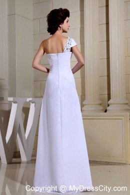 White Beaded One Shoulder Prom Dresses for Formal Evening