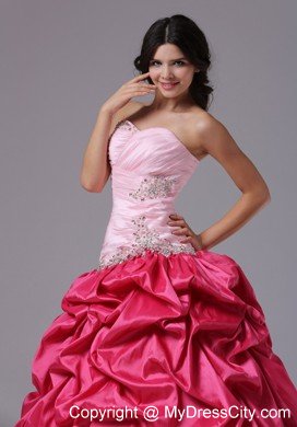 Coral Red and Pink Ruched Beading Military Ball Prom Dress