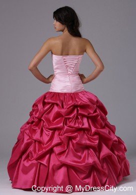 Coral Red and Pink Ruched Beading Military Ball Prom Dress