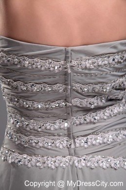 Appliques Sweetheart Layered Prom Dresses Grey Brush Train