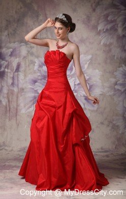 Appliques Sweetheart Red Taffeta Prom Dress for Military Ball