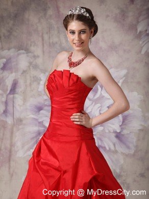 Appliques Sweetheart Red Taffeta Prom Dress for Military Ball