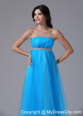 Aqua Blue Belt Prom Graduation Dresses with Cool Back 2013