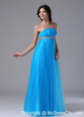 Aqua Blue Belt Prom Graduation Dresses with Cool Back 2013