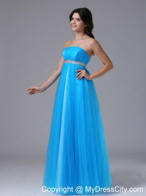 Aqua Blue Belt Prom Graduation Dresses with Cool Back 2013