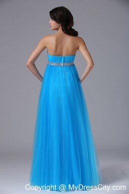 Aqua Blue Belt Prom Graduation Dresses with Cool Back 2013