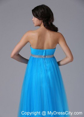 Aqua Blue Belt Prom Graduation Dresses with Cool Back 2013