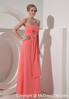 2013 Beaded Chiffon Prom Dress Watermelon Red with Back Out