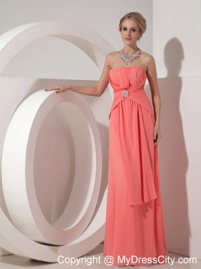 2013 Beaded Chiffon Prom Dress Watermelon Red with Back Out