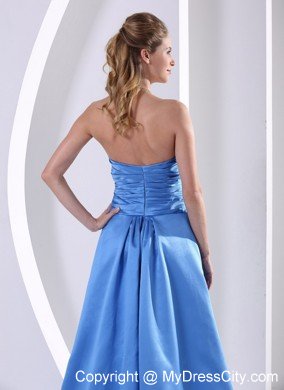 Sky Blue Satin 2013 Plus Size Prom Dress Beaded Ruching