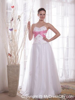 Beaded Lace Back Sweetheart White Prom Dress for Evening