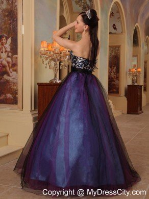 Leopard Purple Sweetheart Organza Sahed Beading Prom Dress