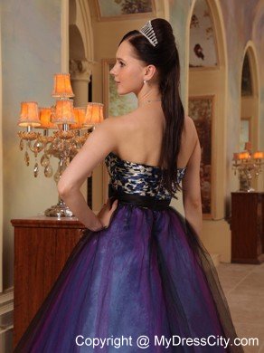 Leopard Purple Sweetheart Organza Sahed Beading Prom Dress