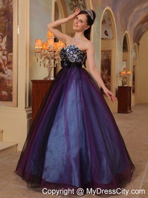 Leopard Purple Sweetheart Organza Sahed Beading Prom Dress