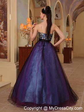 Leopard Purple Sweetheart Organza Sahed Beading Prom Dress