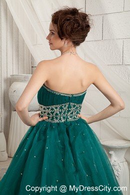 Beaded Sweetheart Green A-line Long Quinceanera Dress for Prom