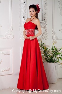 Red Empire Prom Dress Sweetheart With Beaded Waist Floor-length