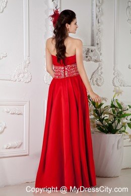 Red Empire Prom Dress Sweetheart With Beaded Waist Floor-length