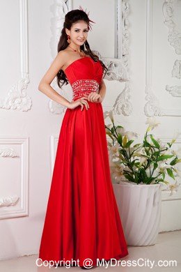 Red Empire Prom Dress Sweetheart With Beaded Waist Floor-length