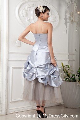 Ankle-length Lilac Column Strapless Beaded Prom Dress Hand Flower