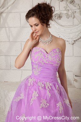 Sweetheart Lavender A-line Quinceanera Dress with Appliques