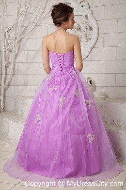 Sweetheart Lavender A-line Quinceanera Dress with Appliques