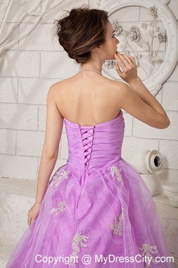 Sweetheart Lavender A-line Quinceanera Dress with Appliques