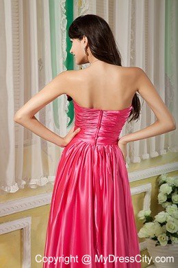 Empire Strapless Prom Dress Hot Pink Hand Flowers Floor-length