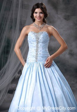 Beading A-line Sweetheart Light Blue Quinceanera Dress for Prom