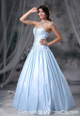 Beading A-line Sweetheart Light Blue Quinceanera Dress for Prom