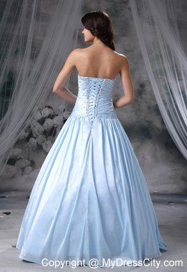 Beading A-line Sweetheart Light Blue Quinceanera Dress for Prom