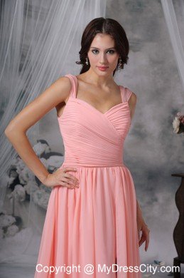 High Slit Chiffon Straps Ruching Watermelon Prom Dresses for Women