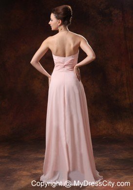 Beaded Ruching Flowers Sweetheart Baby Pink Prom Dresses