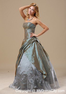 Cheap A-line Embroidery with Beading Taffeta 2013 Prom Gowns