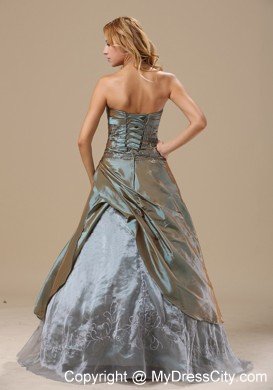 Cheap A-line Embroidery with Beading Taffeta 2013 Prom Gowns