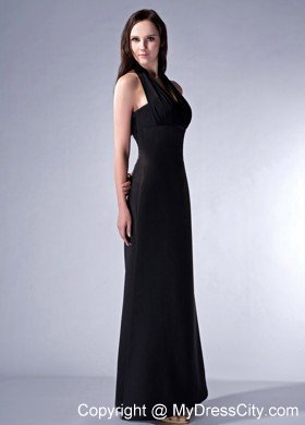 Simple Ankle-length Halter Chiffon and Satin Prom Dresses for Women