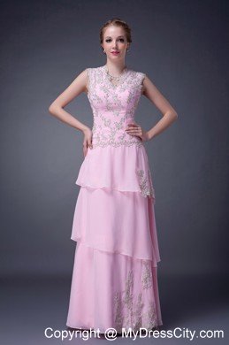 Beaded Chiffon Prom Dress with Cool Neck and Peekaboo Keyhole Back