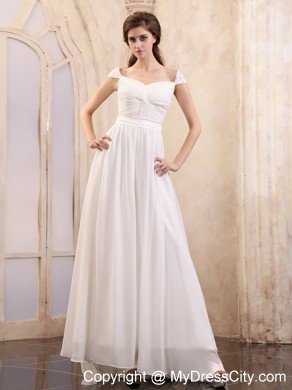 Chiffon Empire Ruching Square 2013 Prom Dresses With Cap Sleeves