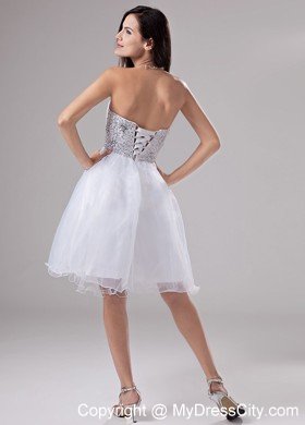 Sweetheart Ruching Beaded Organza Short Prom Dress for Girls