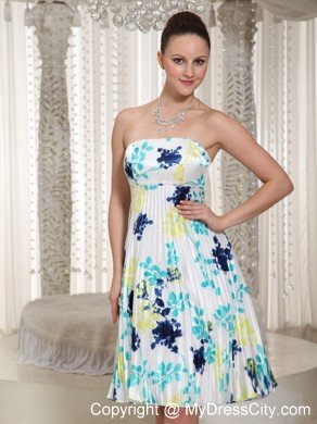 Elegant Knee-Length Summer Prom Dress With Printing