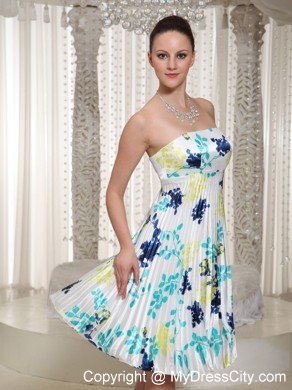 Elegant Knee-Length Summer Prom Dress With Printing