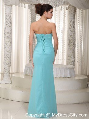 Light Blue Empire Chiffon Beading Prom Dress with Silt