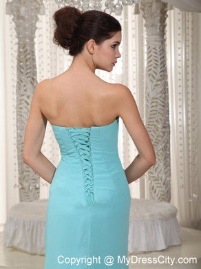 Light Blue Empire Chiffon Beading Prom Dress with Silt